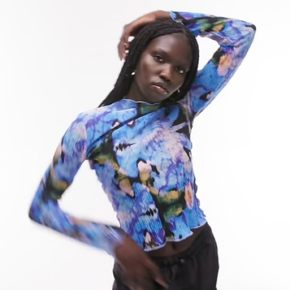 Topshop Blue and Purple Patterned Top